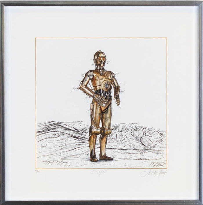 Leslie G. Hunt, C-3PO – handsignierte Giclée-Grafik, 30 × 30 cm