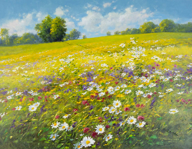Gerhard Nesvadba, Bienenweide – Öl auf Leinwand, 90 × 70 cm