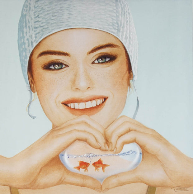 IMAG’IN ART, Tableau Baigneuse Love – Mixed Media, 70 × 70 cm