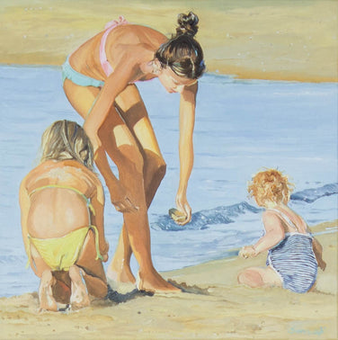 Kirsten Serowski, MeerMädchen IV – Öl auf Leinwand, 50 × 50 cm, gerahmt in Schattenfuge weiß