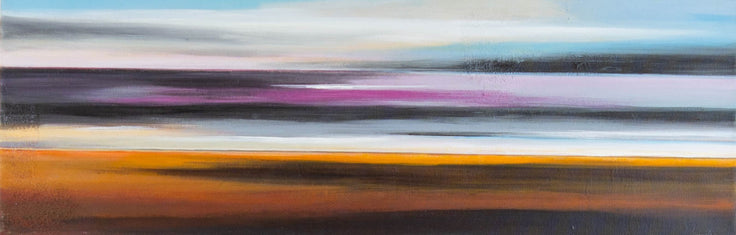 Leander, Horizonte (1) – Mischtechnik auf Leinwand, 90 × 30 cm, abstrakte Landschaft im Querformat