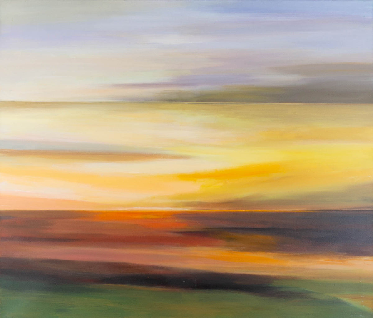 Leander, Horizonte (3) – Mischtechnik auf Leinwand, 100 × 85 cm, abstrakte Landschaft
