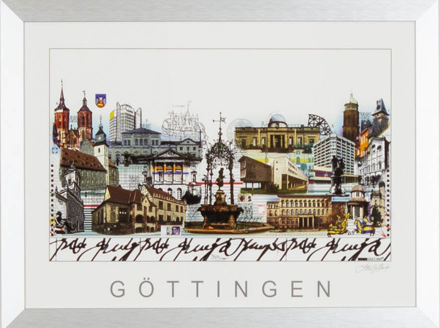 Leslie G. Hunt, Göttingen mit Forum Wissen – handsignierter Fine-Art-Print, 40 × 30 cm, Stadtansicht