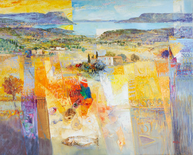 Mario Malfer, Vista sul Lago di Garda (II) – Öl auf Leinwand, 100 × 80 cm