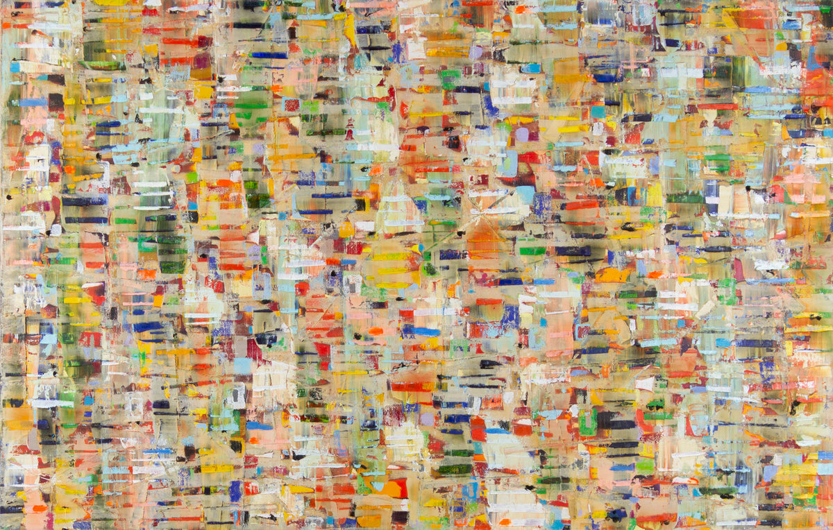 Petra Rös-Nickel, Patchwork – Ölpigment auf Leinwand, 140 × 90 cm