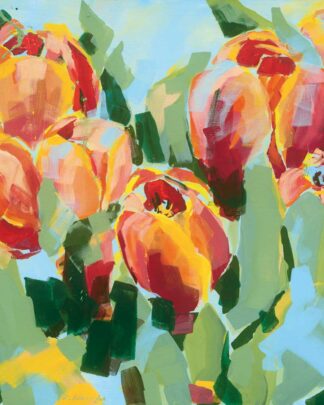 Orange-rote Tulpen auf Himmelblau 1
